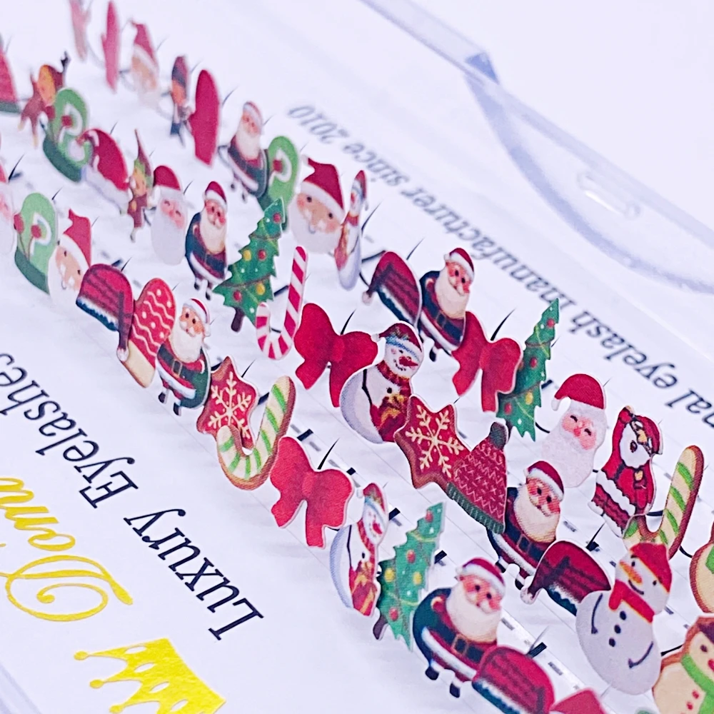 ثلاثية الأبعاد شجرة عيد الميلاد الرموش الصناعية هالوين مزيج اللون بريق الرموش الفردية المنك لينة الطبيعية لامعة الديكور ماكياج لاش