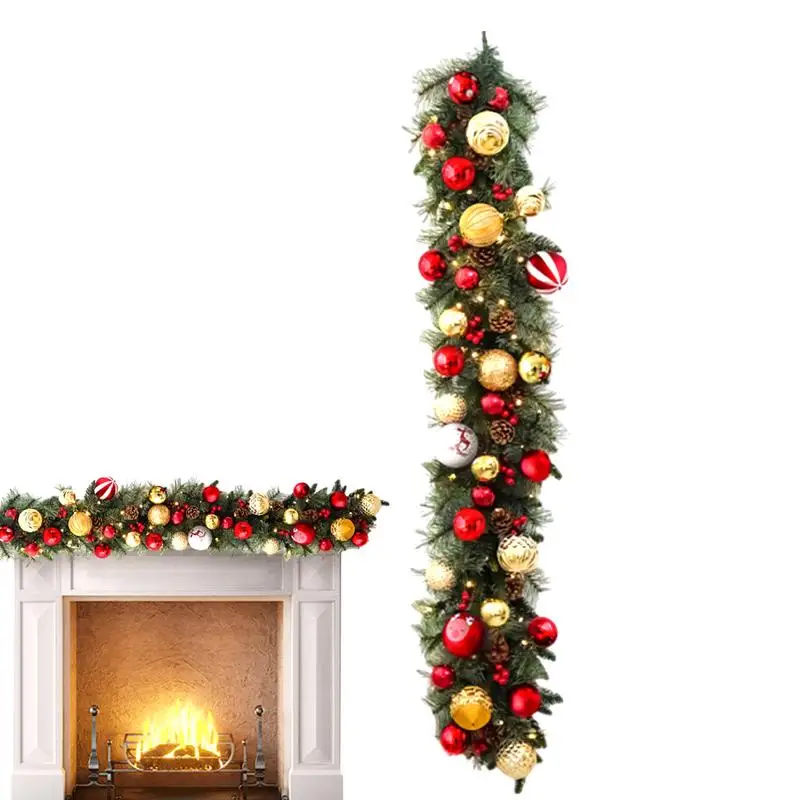 Pre-lit Christmas Garland Battery 53-Inch Artificial Garland With 8 Changeable Lights Battery Operated Christmas Decorations