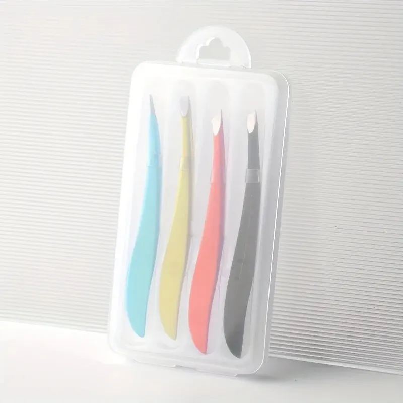 4 قطعة/المجموعة الملونة جديد وصول المهنية الفولاذ المقاوم للصدأ الملقط الحاجب الوجه الأنف مشبك شعر أداة إزالة كليب