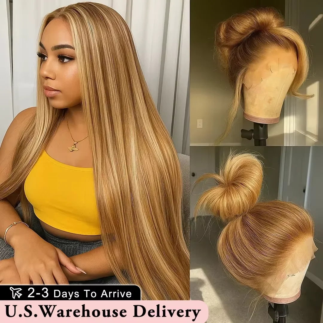 

Highlight Wig Human Hair Bone Straight Ombre HD Lace Frontal Wigs 13x6 Colored Human Hair Wigs 100% Preplucked 360 Full Lace Wig