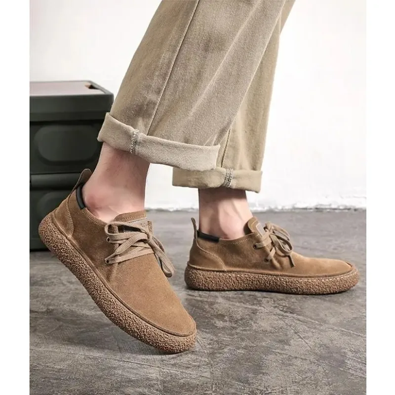 

Lace-up Men Light Comfortable Driving Flats Mens Outdoor Oxfords Shoe Men's Suede Genuine Leather Casual Shoes