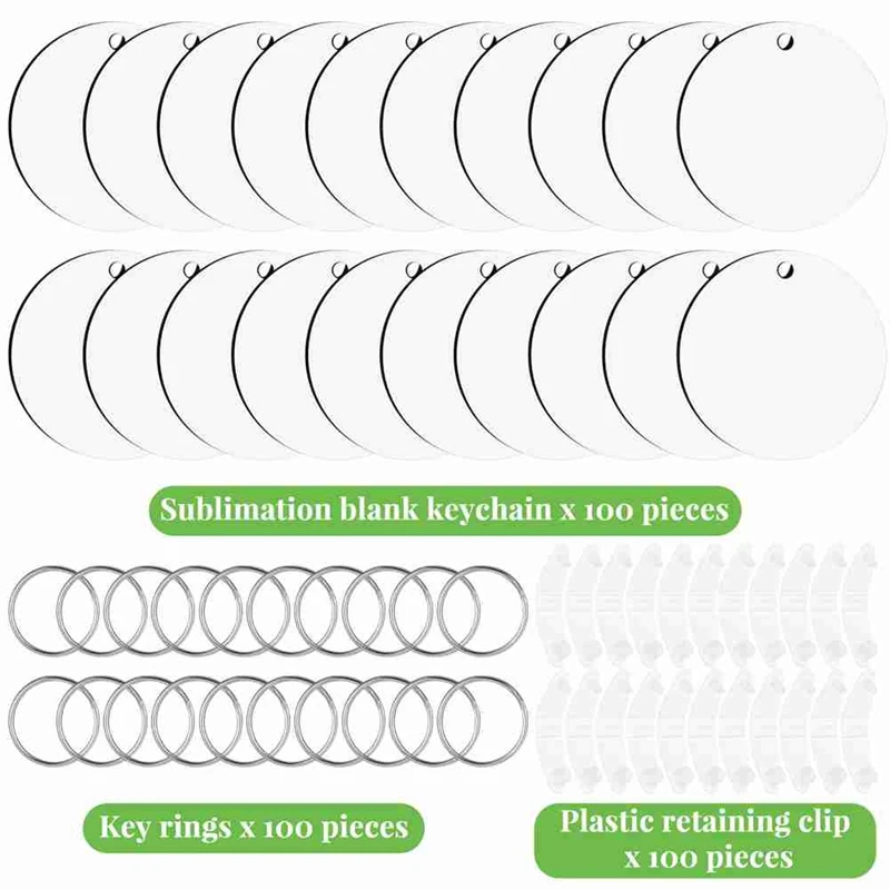 

300 шт., сублимационные заготовки для ключей, двухсторонний набор сублимационных заготовки из МДФ для переноса тепла с кольцами и кольцами-A21I