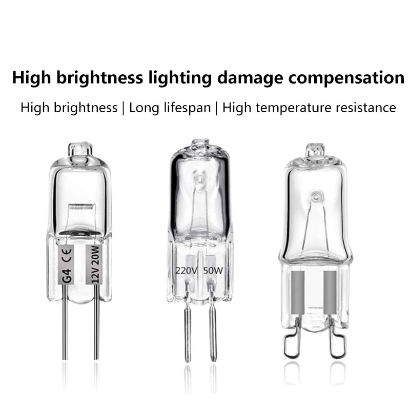 Lámparas halógenas para decoración del hogar, luces de 2 pines tipo G4/G5.3/G9, 12V, 220V, 20W/25W/35W/40W, transparentes, Cada bombilla