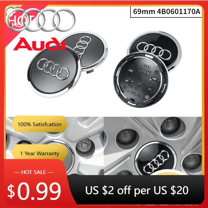 

Hub Caps Hot For Audi 60/61/68/69mm Audi Emblem Badge Car Wheel Center Hub Cap Covers Auto Rim Cover For Audi TT Q2 Q3 Q4 Q5
