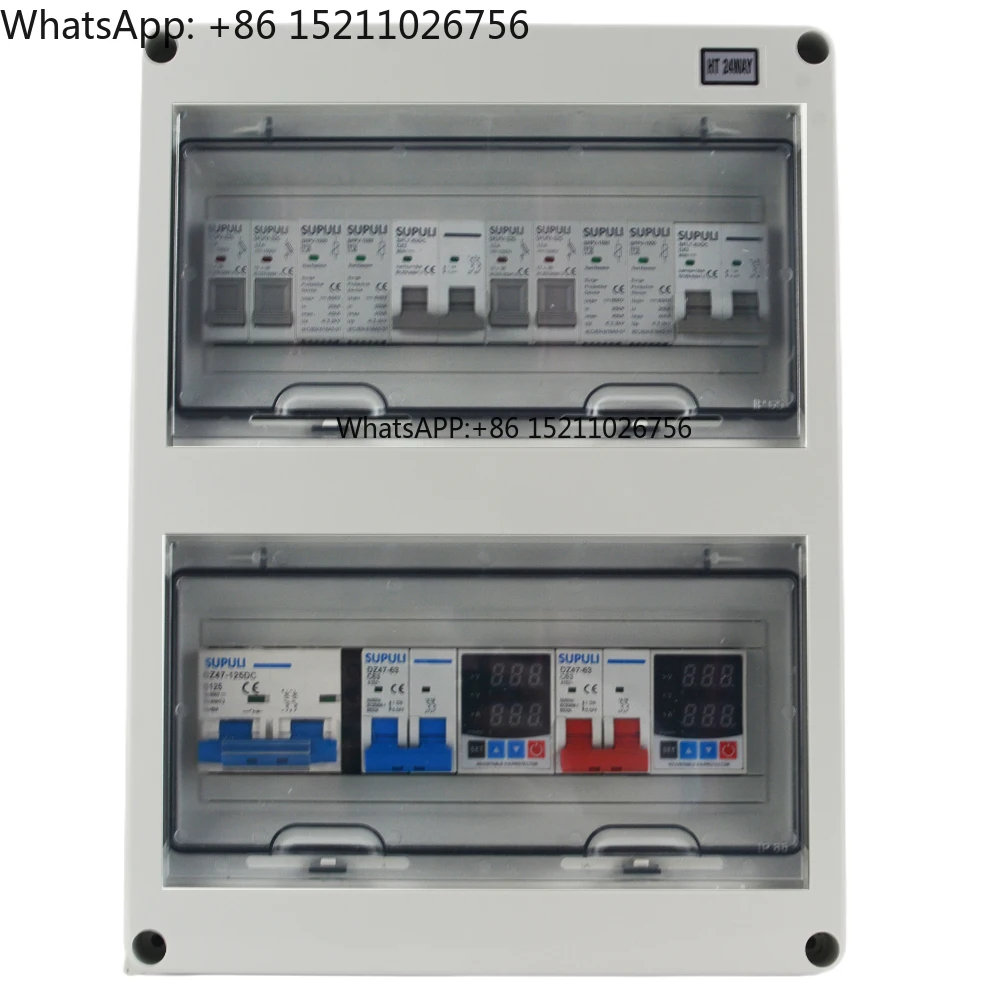 AC+DC Combiner Box 2 String 2 in 2 OUT  16A 20A 25A 32A 600V AC Breaker AC SPD Voltage Protector for Solar Panel Power System