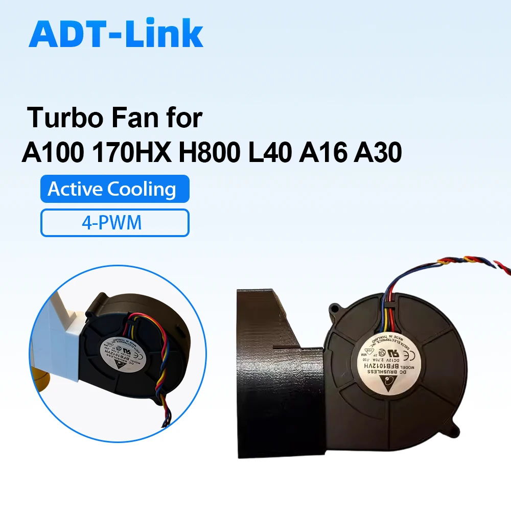 ADT-Link Turbo Fan for Heat Dissipation of NVIDIA Tesla A100 170HX H800 L40 A16 A30 GPU / Graphics Cards