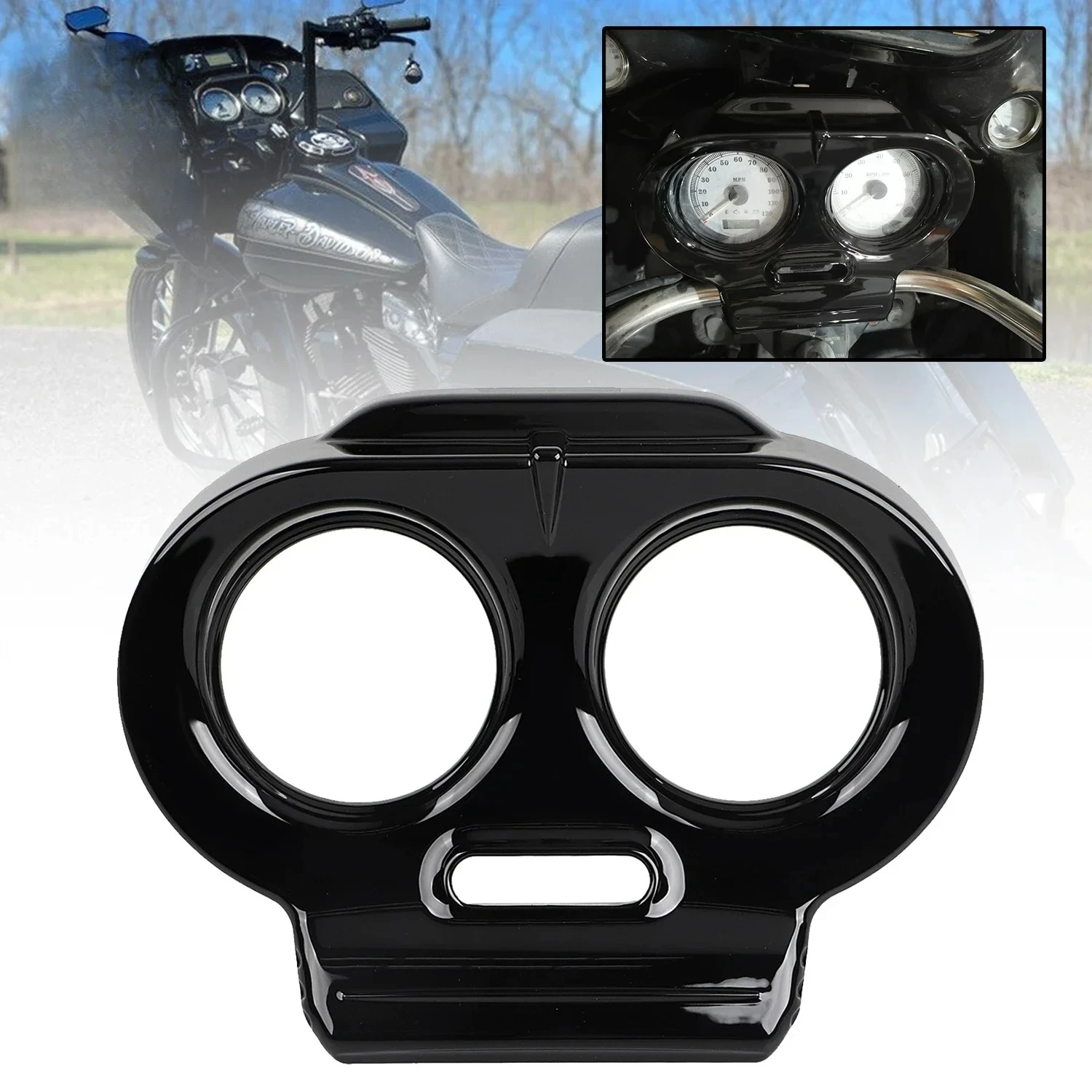 Motorcycle For Harley 1998-2013 Road Glide FLTR Gloss Black Gauge Top Cover Nacelle Speedo Housing Fairing Accessories