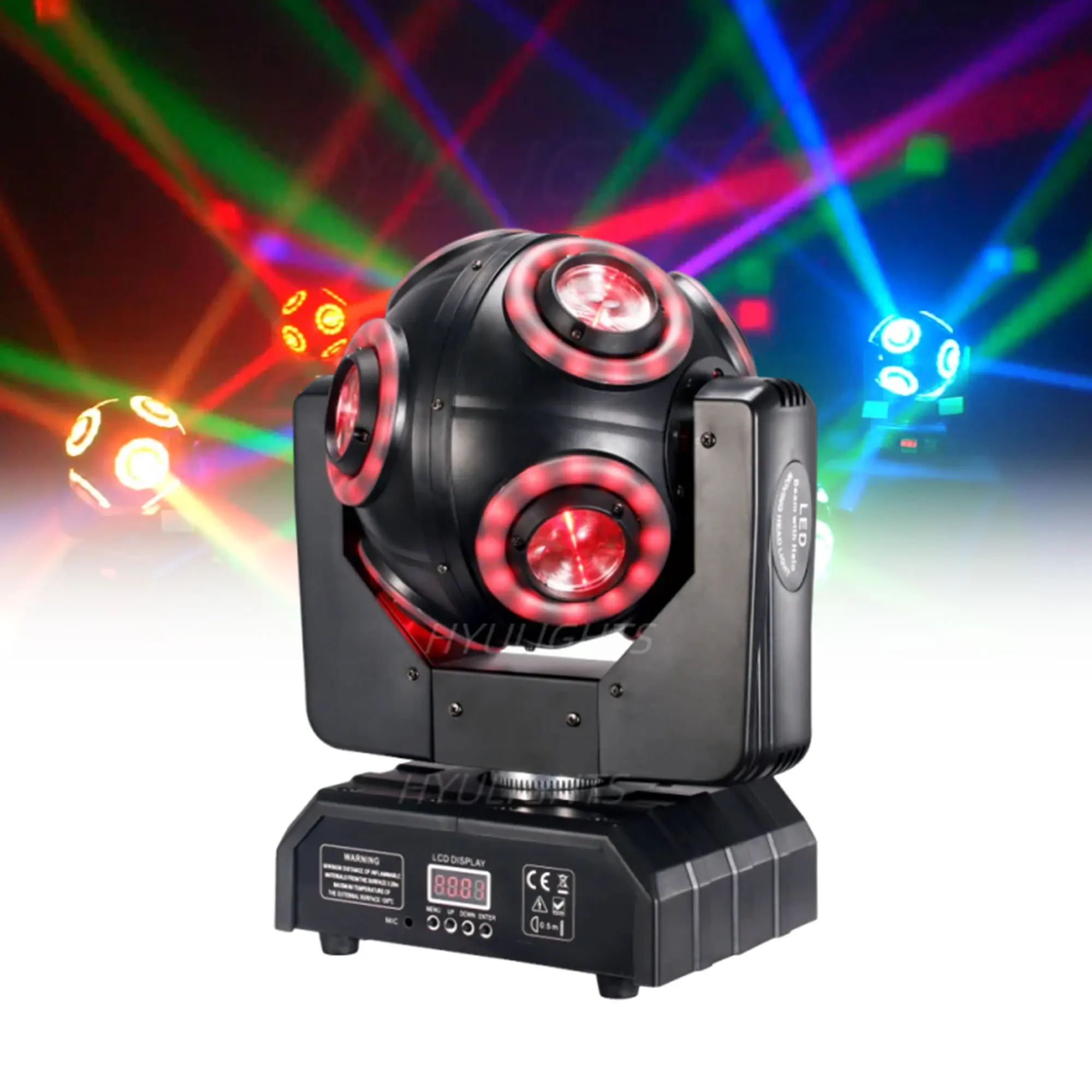 8x15W LED Moving Head RGBW 4in1 With Halo RGB 3in1Football Light 360 ° Infinite Rotation Beam Strobe Dj Bar DMX 512 Stage Effect