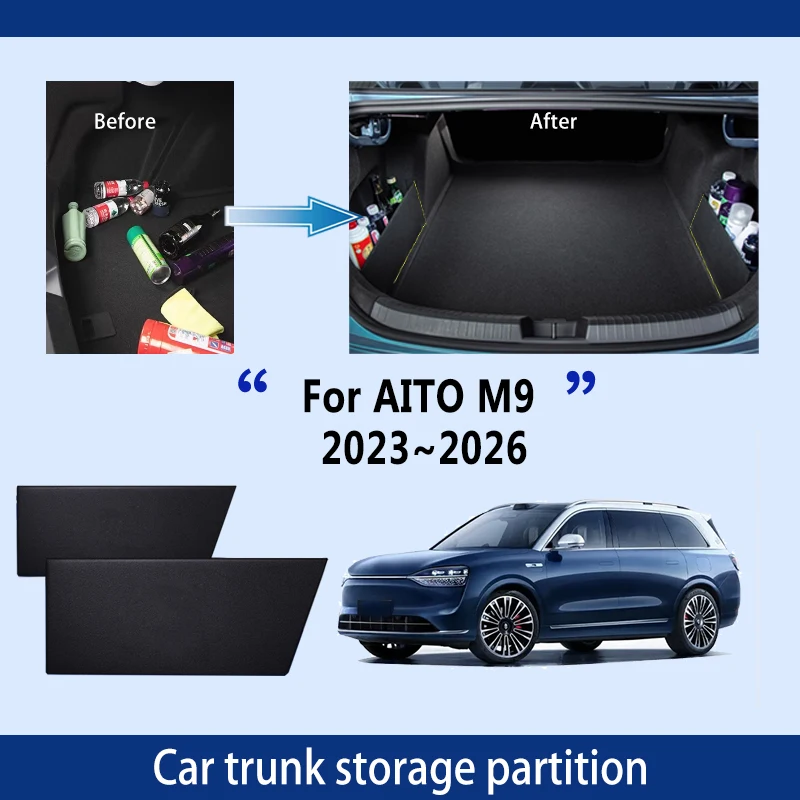 

Автомобильные аксессуары для AITO M9 2023 ~ 2026 25, утолщенная перегородка для хранения багажника, многофункциональный органайзер для салона автомобиля