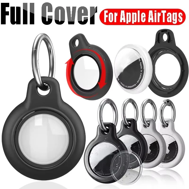 Hard PC Cases for AirTag Shell Waterproof Holder Anti-scratch Cover Keyring for Air Tags Anti-Lost Locator Case for Pet Luggage