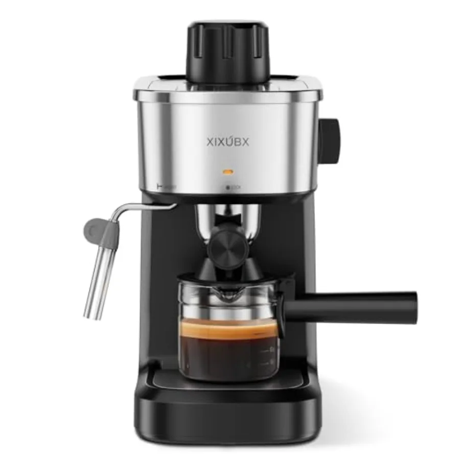 

6 Bar Espresso Machine 800W Compact Coffee Maker with Stainless Steel Cup Warmer Steam Milk Frother Automatic Pressure Relief C