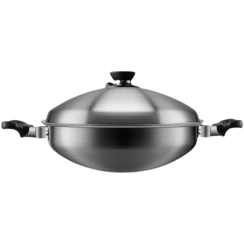 

DSA Home Kitchen Stainless Steel Wok Pig's Trotter Waterless Wok, Household Uncoated Wok