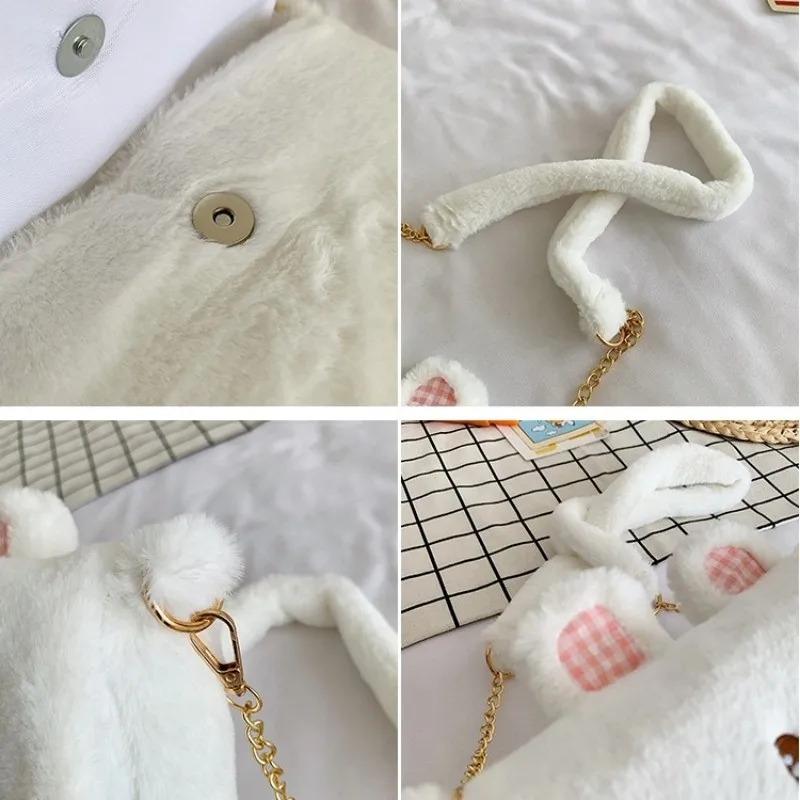 الشتاء لطيف حقيبة قطيفة على ظهره اليابانية Ins Jk موحدة حقيبة حقيبة ساعي لوليتا حقيبة كروسبودي ماكياج طفل فتاة أنيمي هدية الضفدع