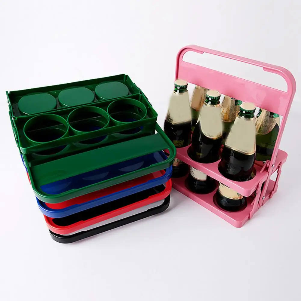 6 Pack Wine Bottle Rack Foldable Wine Basket Beer Bottle Carrier Shatterproof KTV Beer Rack Dozen Wine Basket StorageBasket