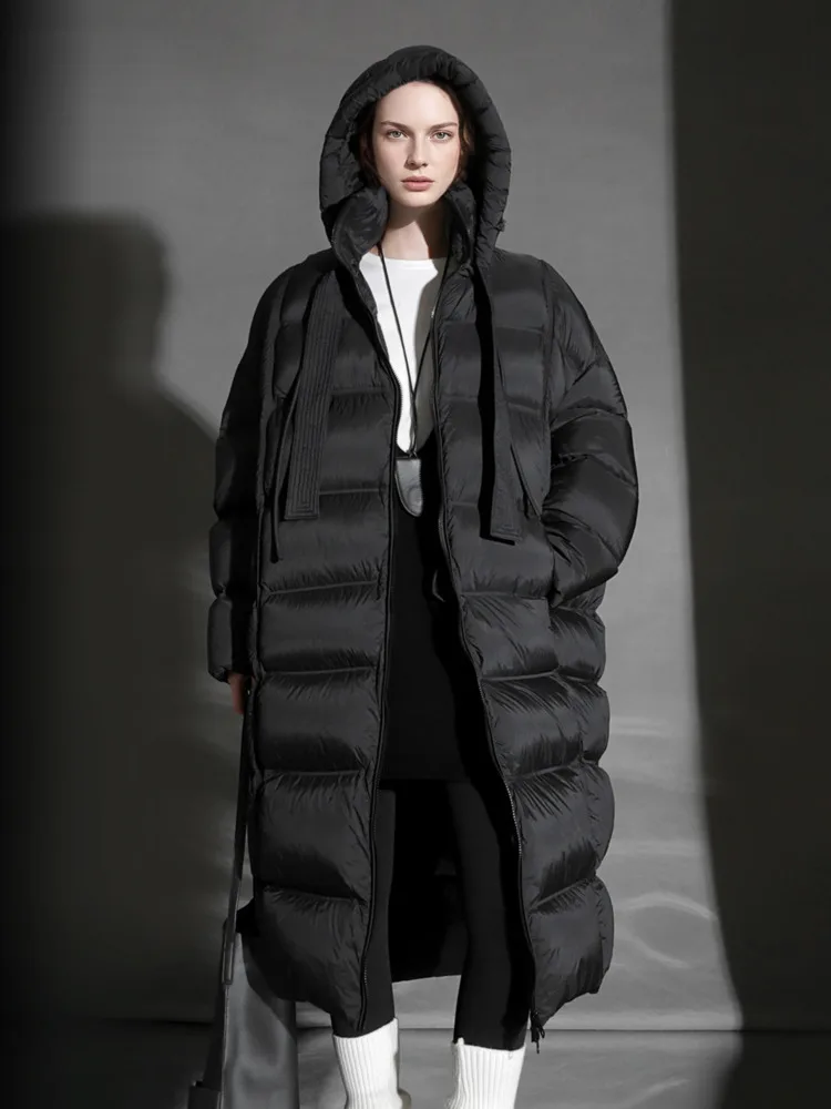 ZMEENNA المرأة سترة منتفخة مقنعين المتضخم طويل منتفخ أسفل معطف كامل البريدي شتاء دافئ ملابس خارجية موضة عادية ZM4634 #6