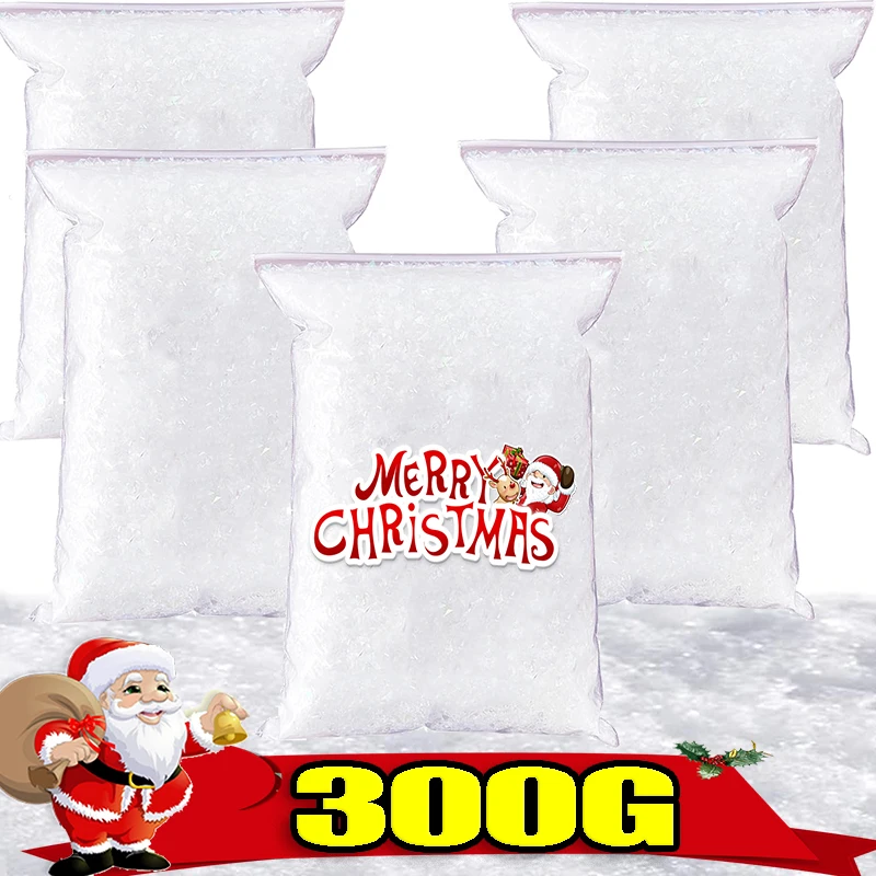 50/300PCS Artificial Dry Snow Powder Fluffy Fake Snowflakes Pollen DIY Christmas Winter  Scene Props Supply Christmas Tree Decor