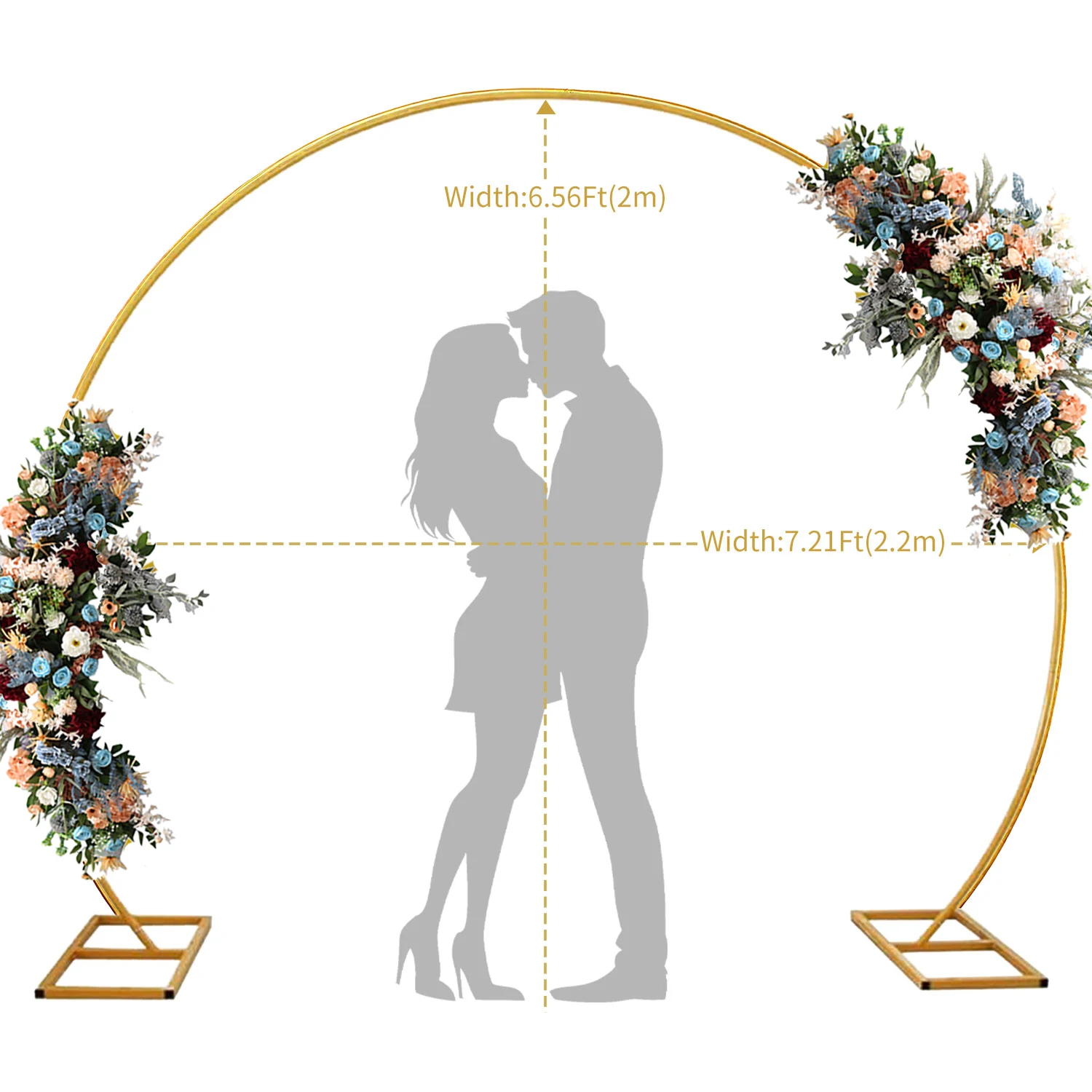 Arche de mariage en métal doré 2Mx1.8M demi-cercle pour ballons et fleurs, cadre de fond DIY pour décoration de fête d'anniversaire