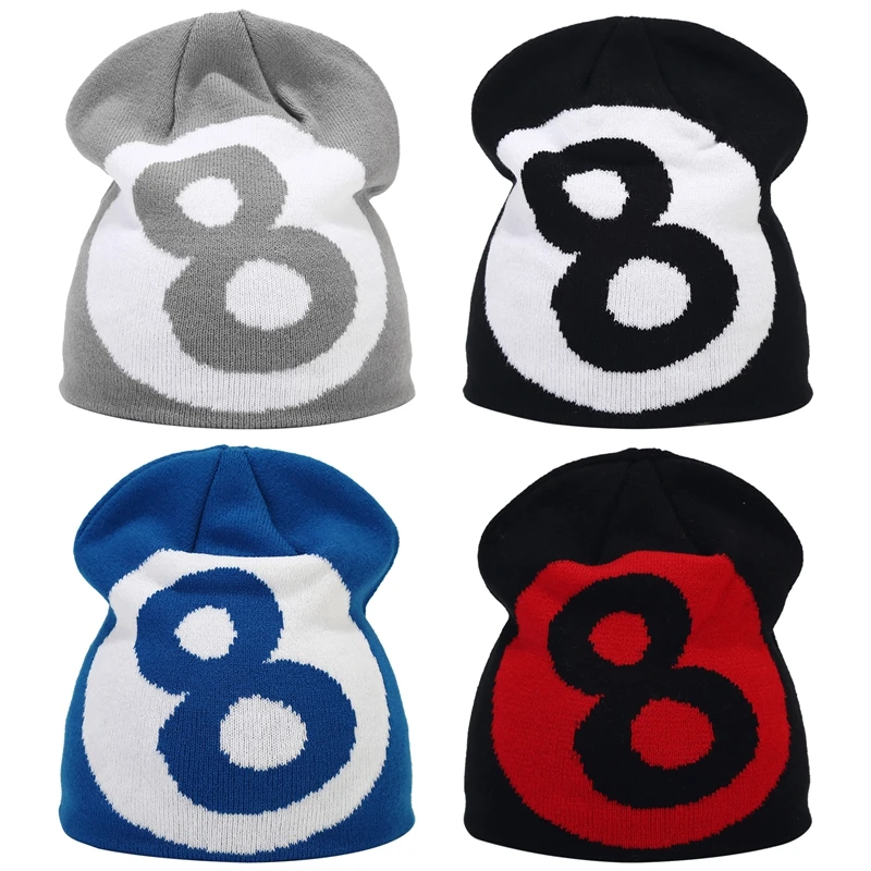 Number 8 Unisex Beanies Hat Club Winter Knitting Cap Comfortable Warm Headwear Skullies Caps Football Basketball Team Hats