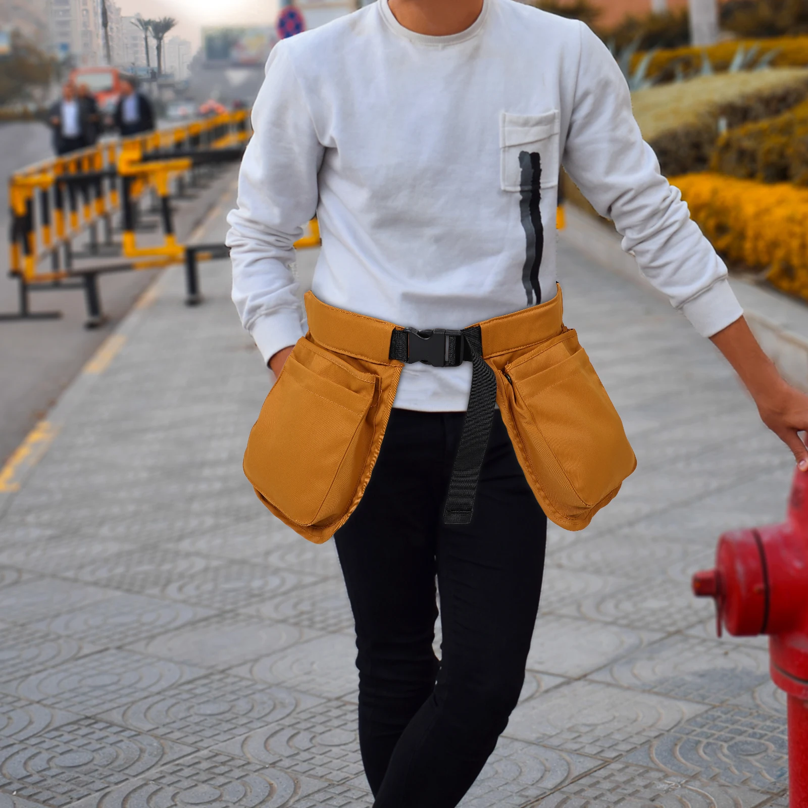 

Waist Apron Bag: Multi Pocket Organizer Belt Bag For Women Men Hiking Travel Nursing Gardening Tool Storage Brown