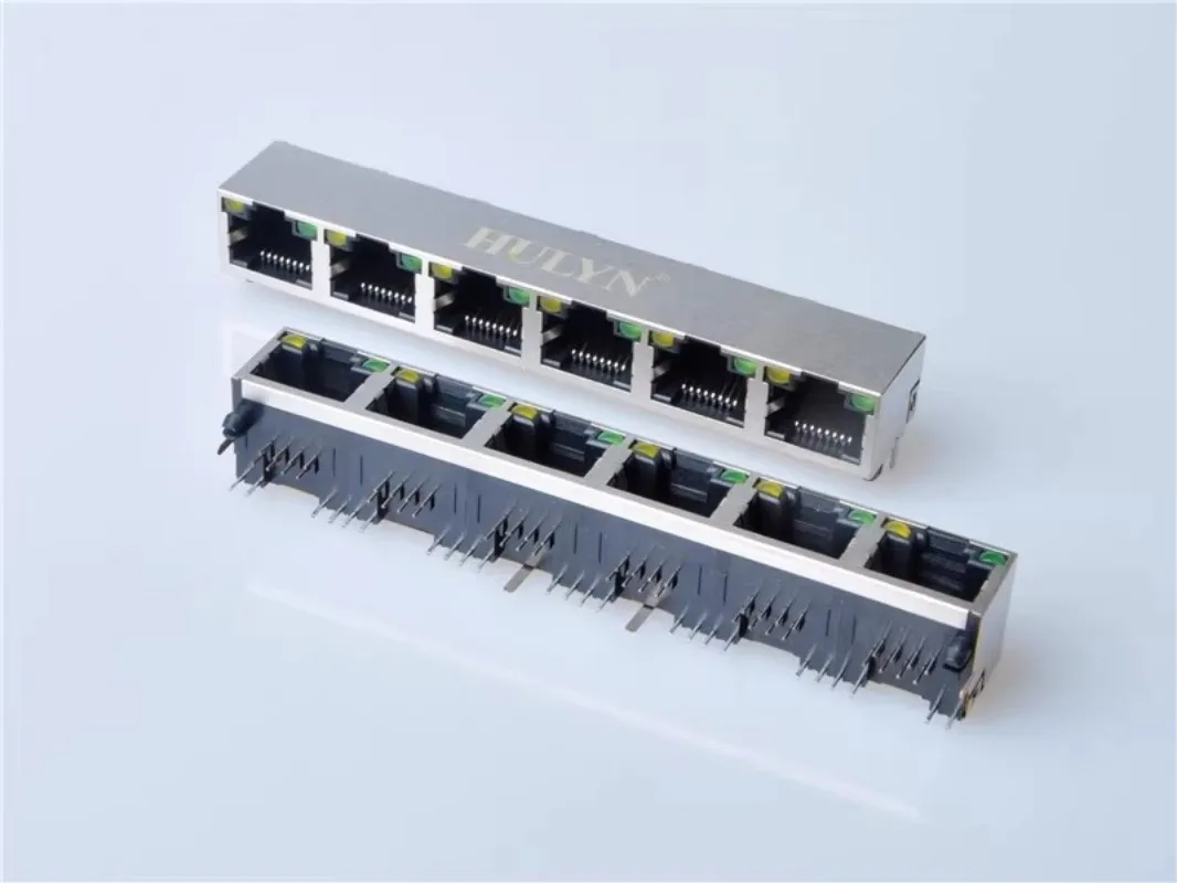 RJ45-1x6 Shielded socket with light, single layer six ports 20pcs