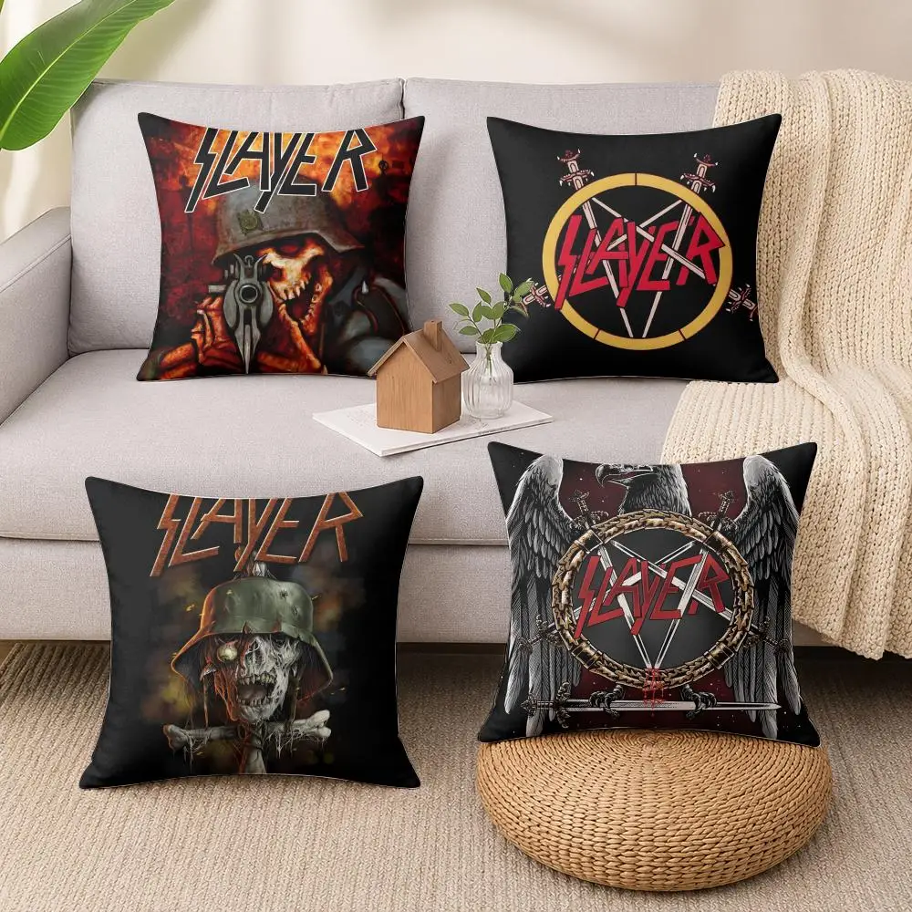 Classic Band S-Slayer Cushion Cover Wrinkle-Resistant Short Plush Cushion Covers Breathable Machine-Washable