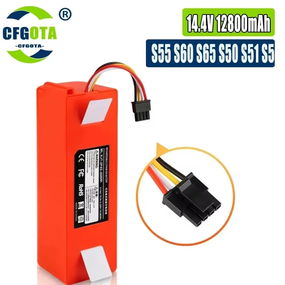 

XM-S50 14.4V 12800mAh for Xiaomi Robotic Vacuum Replacement 18650 Battery for Xiaomi Roborock S55 S60 S65 S50 S51 S5 MAX S6