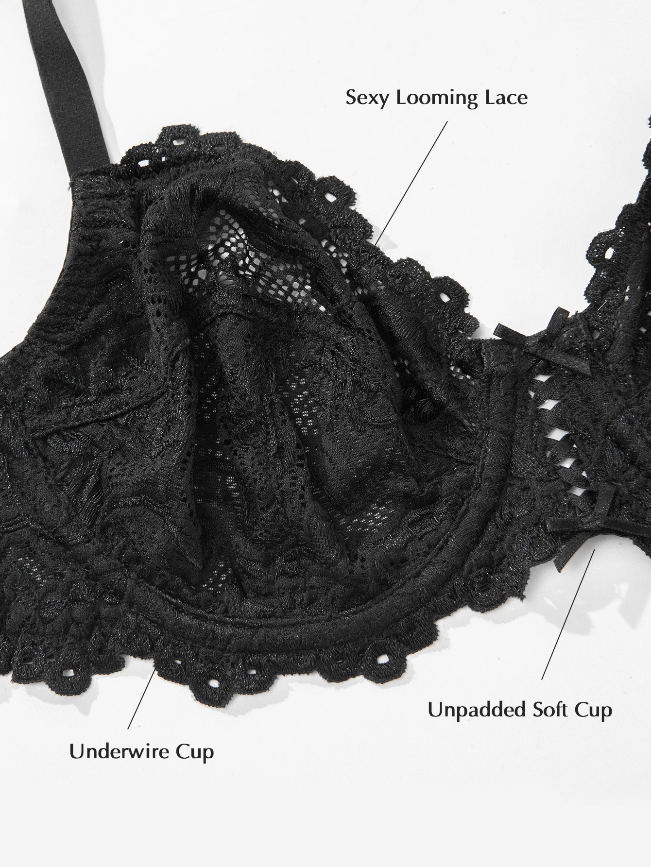 Wingslove Sexy Full Coverage Lace Bras Women Plus Size See Through Underwire Lingerie Underwire Unlined Underwear Cup D E F G