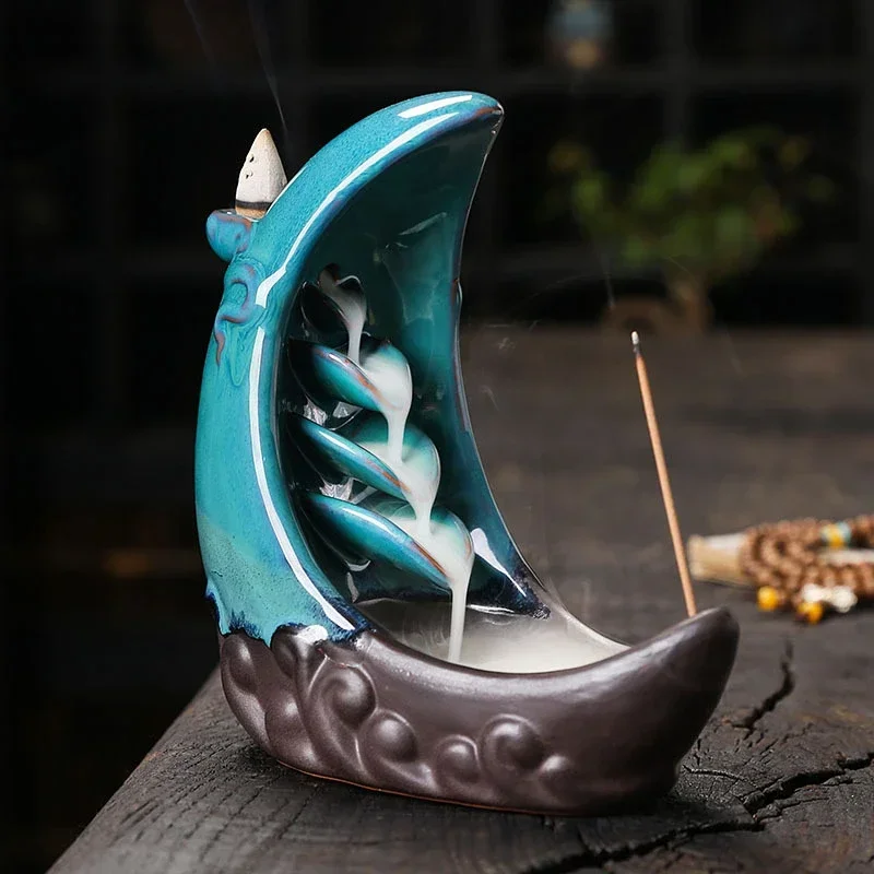 

Creative Indoor Moon Fish Lucky Feng Shui Gadgets Indoor Ceramic Aromatherapy Stove Relaxation Decoration Home Decor Office