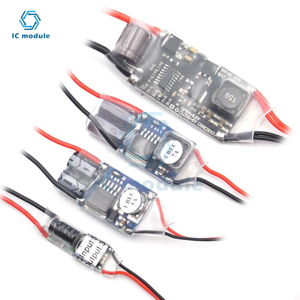 5V 3A 5A 7A 15A External UBEC Voltage Regulator Anti-interference Support 2S-12S Receiver Power Supply for RC Airplane Aircraft