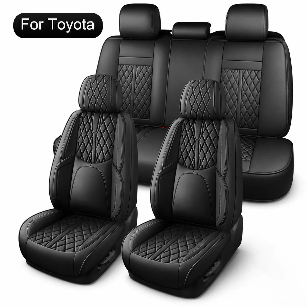 Housses de siège auto complètes, compatibles avec Toyota Hybrid Yaris, C-HR, RAV4, Corolla, Urban, Cruiser, Prius, Camry, protection de siège auto en cuir PU, coussin de siège auto toutes saisons, sièges avant et arrière
