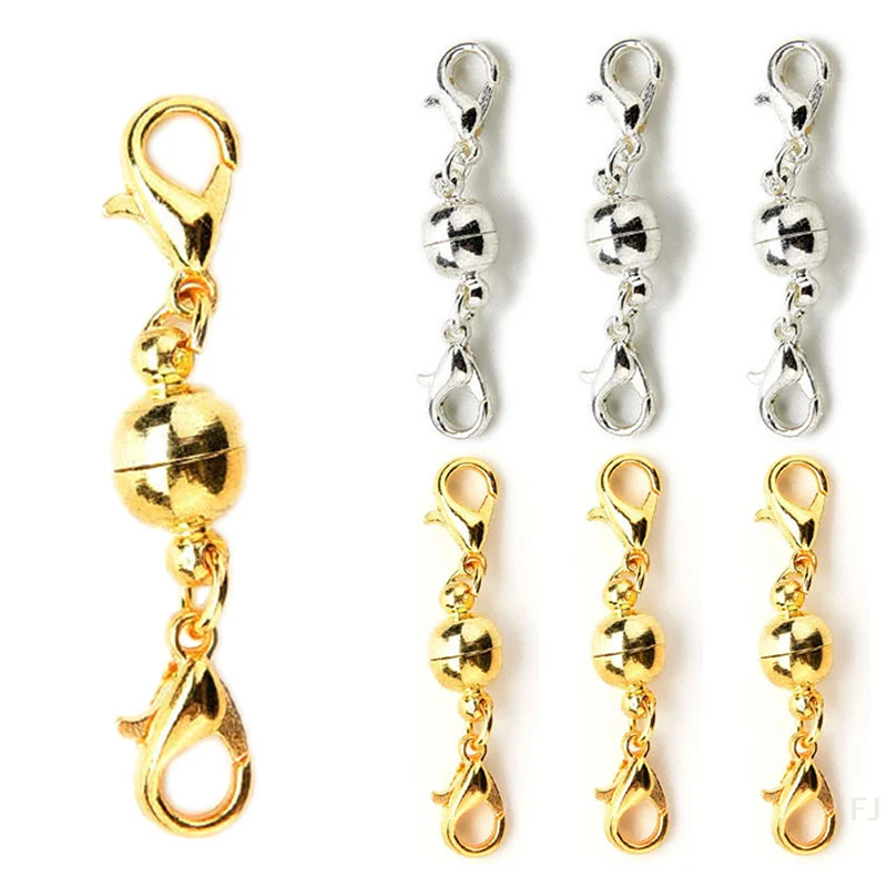 

[YU]10 Pcs Gold & Silver Ball Tone Magnetic Lobster Clasps for Jewelry Necklace