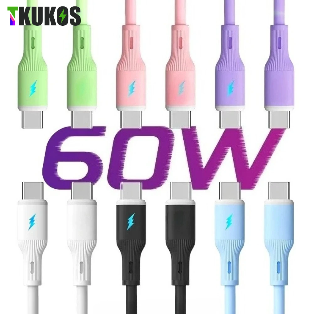 PD 60W USB C to USB Type C Cable Fast Charge Data Cable Type C to Type C Fast Charging Wire Cord For iPhone 17 for Samsung S23