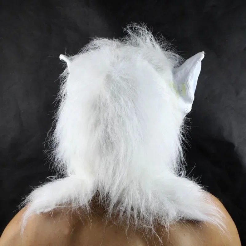 Masque de loup-garou blanc en latex, masque de loup, gants de griffe de loup, robe de paupières, fête d'Halloween, accessoires de masplay effrayants, olympiques de cosplay