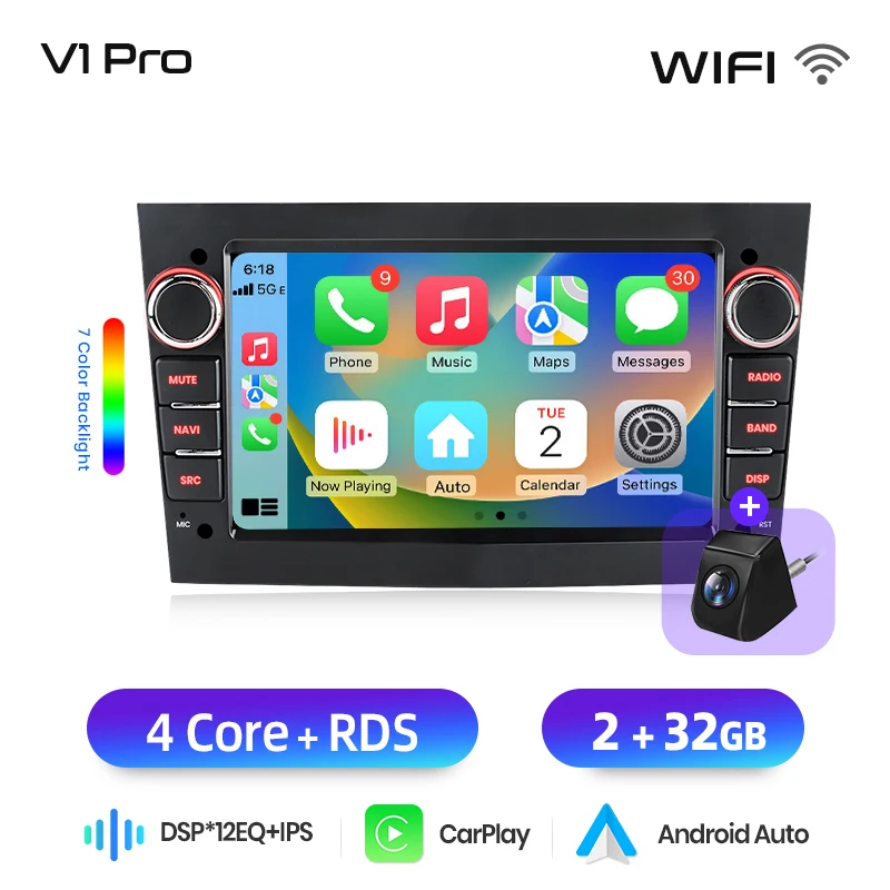 Junsun 7 inch Android autoradio voor Opel Astra H G J Zafira B Corsa C D Antara Vectra Vivaro CarPlay Auto IPS scherm stereo multimediaspeler automotive slimme intelligente systemen 2 Din autoradio