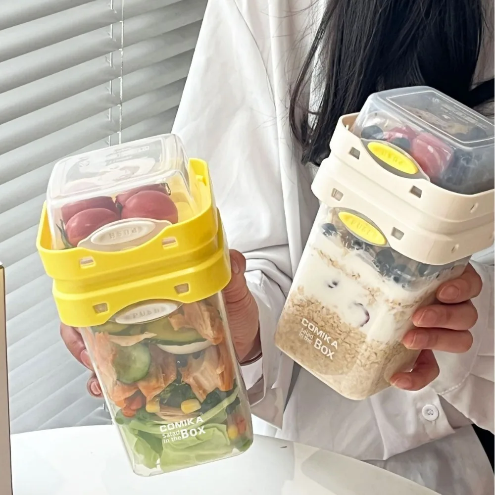 New Portable Fruit Salad Cup Fruit Box Leakproof Breakfast Cups Multifunction Plastic Yogurt Salad Cup