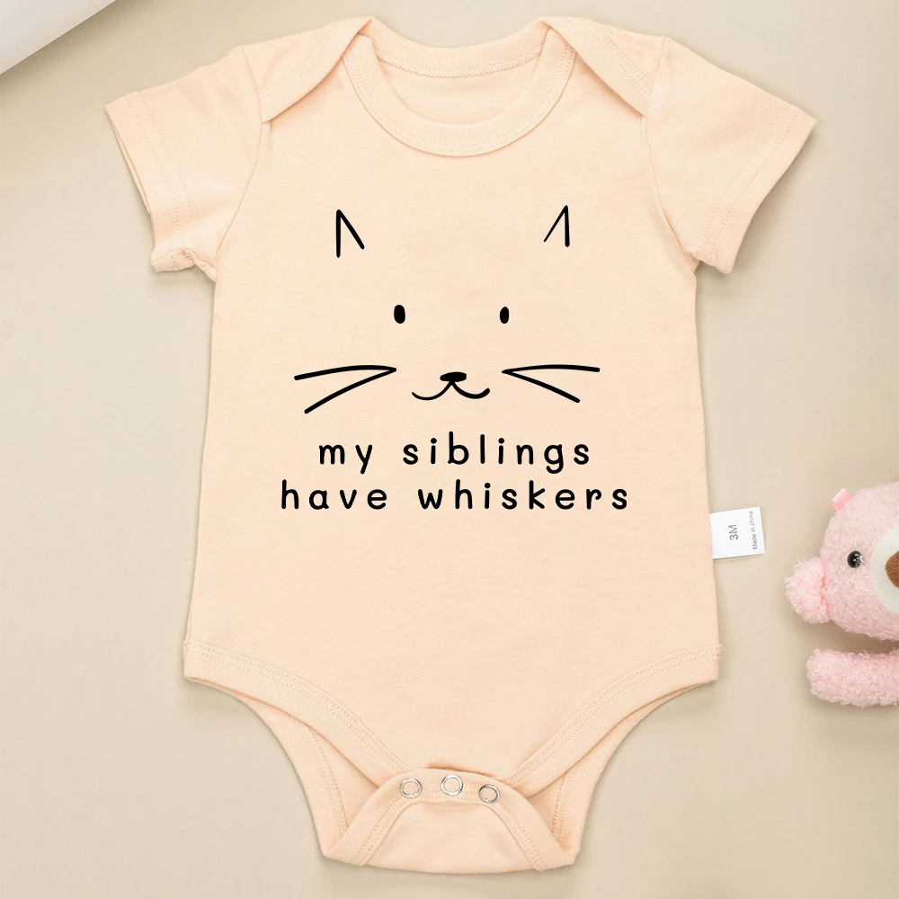 My Siblings Have Whiskers Cute Baby Girl Clothes Onesie Funny Kawaii Harajuku Cozy Skin-friendly Newborn Boy Bodysuits Cotton