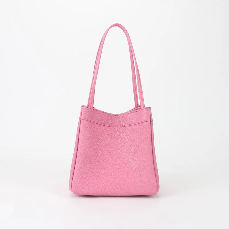 Wholesale Autumn and Winter Niche Design Portable Vegetable Basket Large Capacity Commuter Tote Bag Leather Shoulder Wings