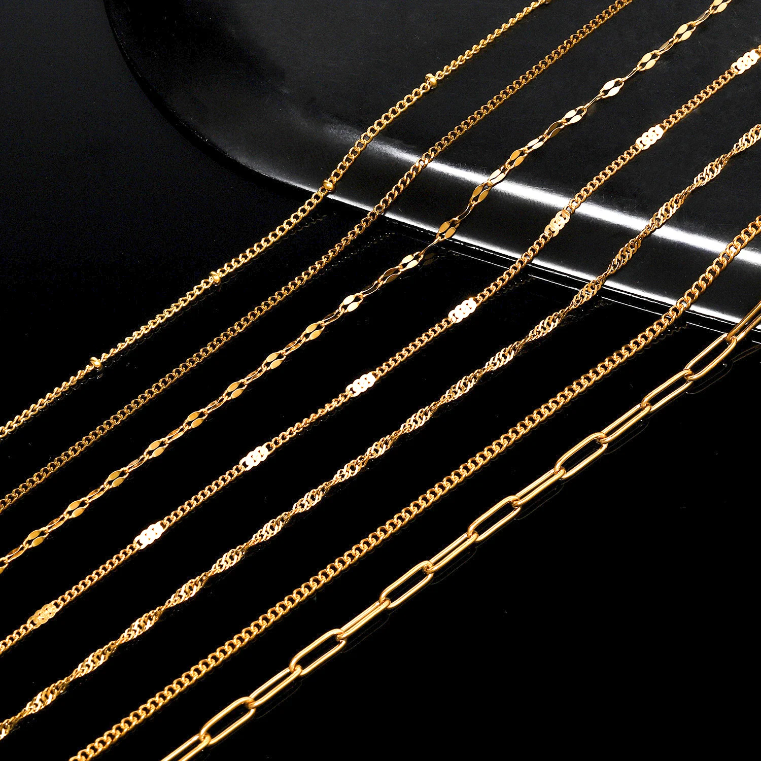 

2M Stainless Steel Chains Gold Color Plated Link Long Necklace for Women Men Stainless Steel Chain Bracelet DIY Jewelry Making