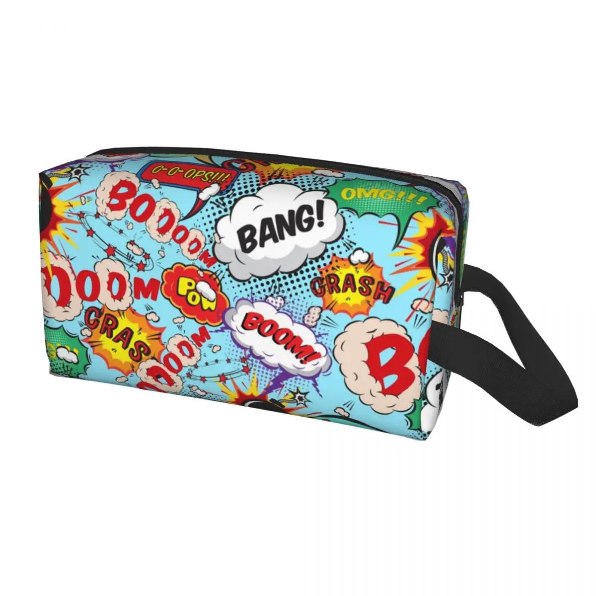 Superhero Cartoon Anime Travel Toiletry Bag Comic Pop Art Explosions Pattern Cosmetic Makeup Organizer Beauty Storage Dopp Kit