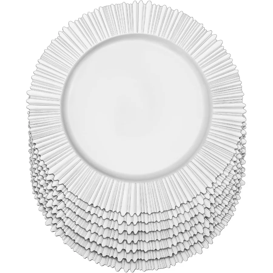100 Pcs Charger Plates 13 Inch Round Plastic Dinner Plate Chargers Set Reusable Elegant Dinner Tray for Birthday Parties Weddin