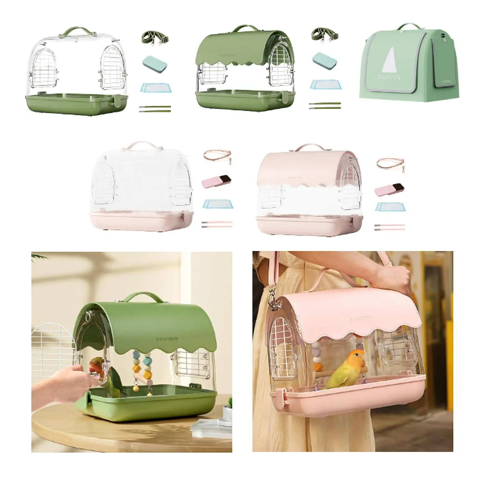 Travel Bird Cage Bag Portable with Shoulder Straps Breathable Hamster Cage for Parrot Small Birds Budgies Parakeets Parrots
