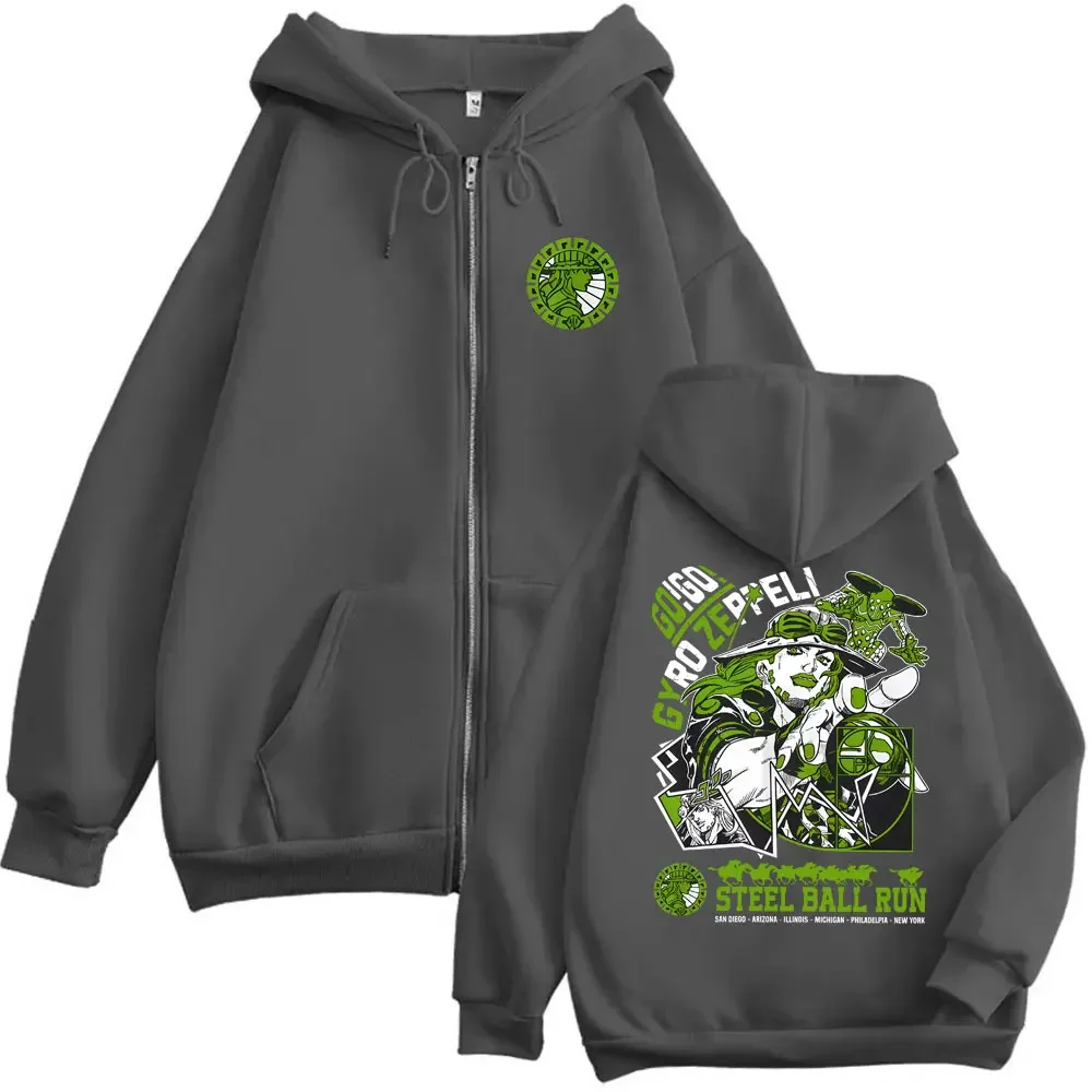 Customization Anime JoJo's Bizarre Adventure Jolyne Jotaro Graphic Zipper Hoodie Men Women Manga Fashion Vintage Oversized Zip U