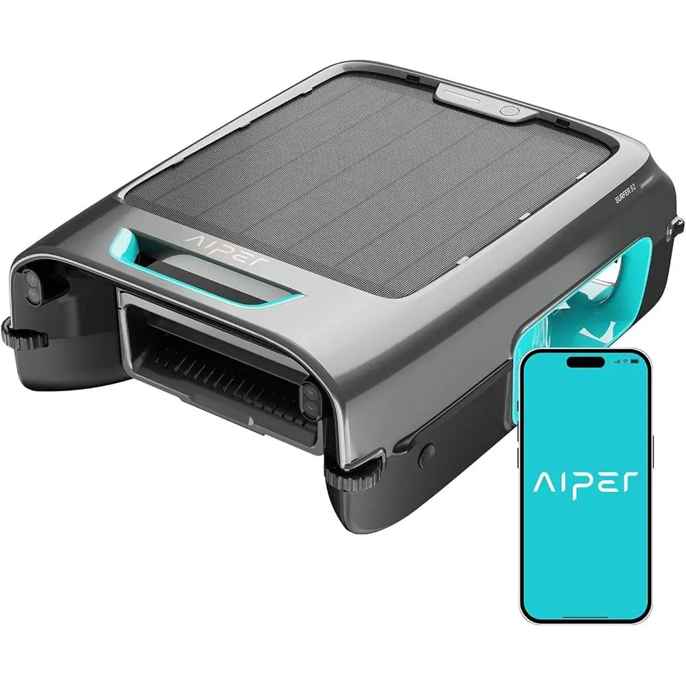 Surfer S2 Solar Pool Skimmer with App Control Efficient Cleaning Dual Charging Smart Obstacle Avoidance 24/7 Performance Ideal