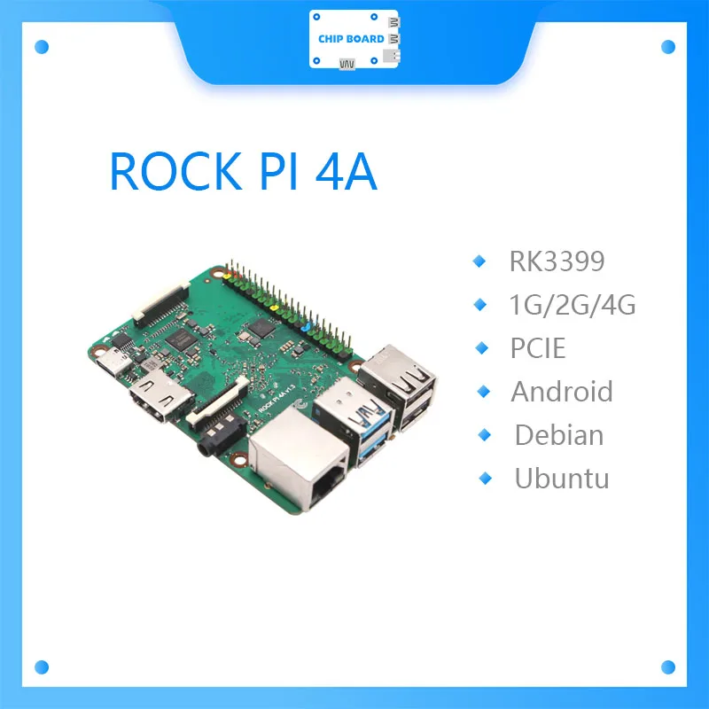 

ROCK PI 4A V1.4 Rockchip Board Cortex Six Core SBC/Single Computer Compatible with Official Raspberry Display