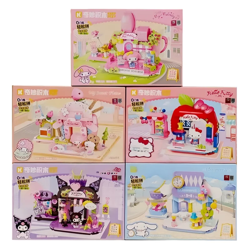 Sanrio DIY Assembly Model Building Block Toys Hello Kitty Kuromi My Melody Cinnamoroll My Sweet Piano‌ Cute Doll Ornaments Gifts