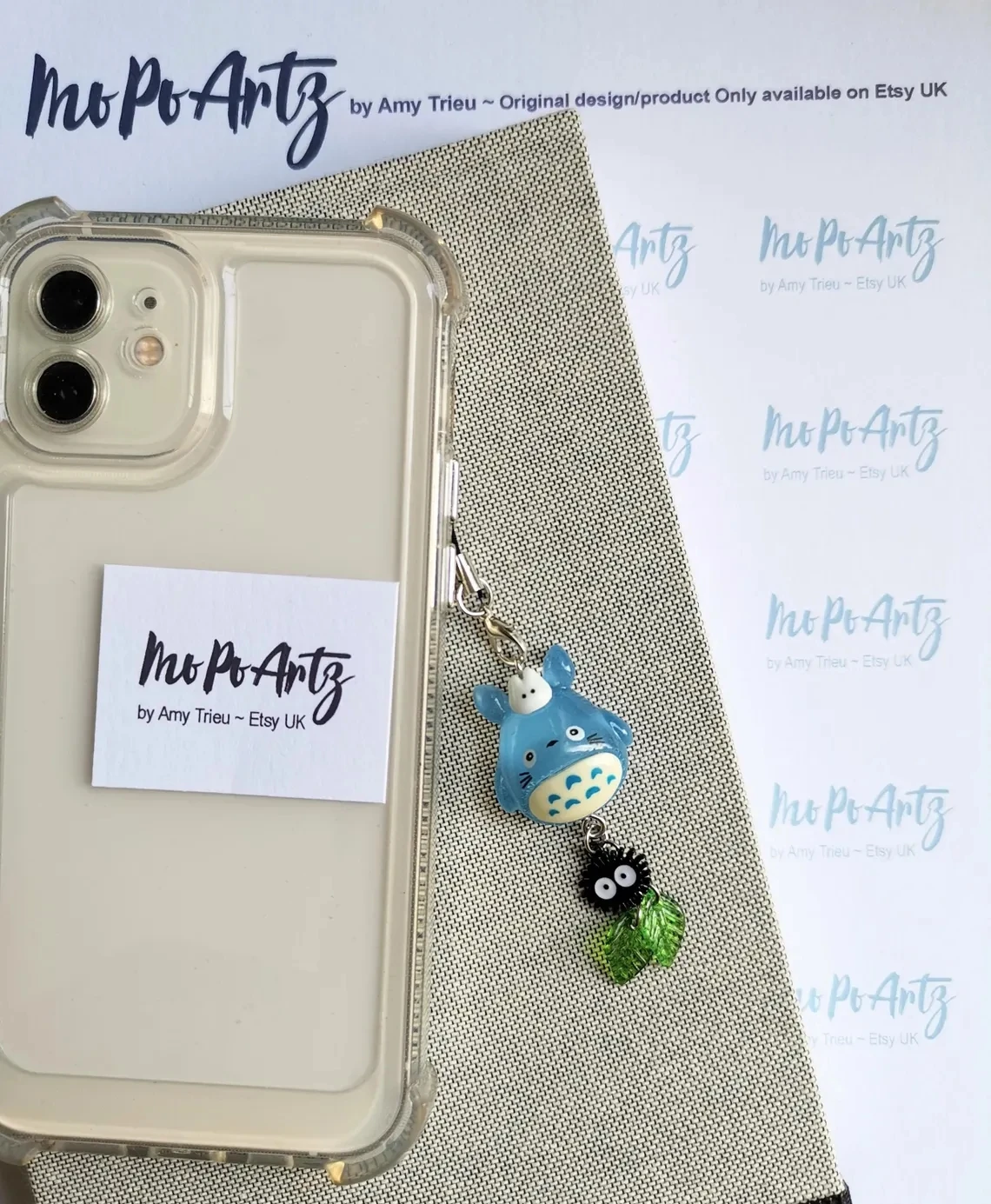 Kawaii Blue Animal Totoro Phone Charm Soot Sprite Keychain Woodland Anime Cat Cosplay Pendant Accessories Handmade Y2K Gift - Image 4