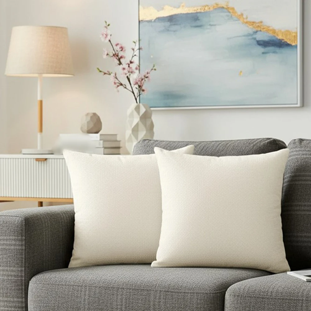 

Stylish Linen Pillow Covers Set of 2 for Sofa Bed Chair Decor 45x45 cm Solid Color Throw Covers Without Insert