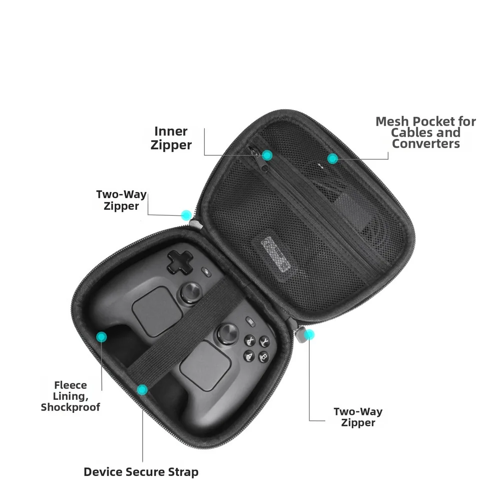 For Steam Controller 2 Compatible EVA Protective Case And Carrying Bag Set 17x12x5CM Black Portable Gaming Accessory