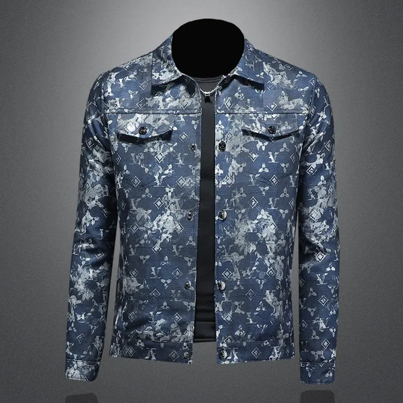 

Повседневная модная мужская куртка приталенного кроя от люксового бренда, новая коллекция весна-осень, с вышитым воротником, верхняя одежда из полиэстера