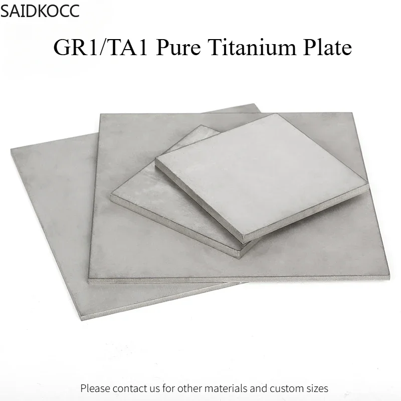 

SAIDKOCC 2pcs/lot 100X100mm/200x100mm TA1 Titanium Plate GR1 Pure Titanium Board Laser Cutting Titanium Block Customization